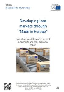Ευρωπαϊκές αγορές-πρότυπο για «Made in Europe»: Αξιολόγηση υποχρεωτικών εργαλείων δημοσίων συμβάσεων και οικονομικών επιπτώσεων
