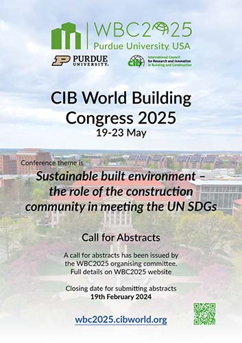 CIB World Building Congress 2025 – πρόσκληση για την υποβολή περιλήψεων