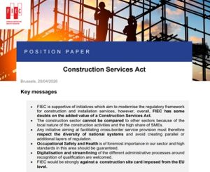 Επιφυλάξεις της FIEC για το νέο Construction Services Act της ΕΕ