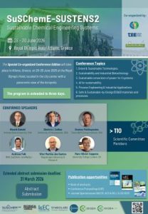 SUSCHEME-SUSTENS2 2026 στην Αθήνα: Προστίθεται τρίτη ημέρα, παράταση για abstracts και νέες εξελίξεις στο πρόγραμμα