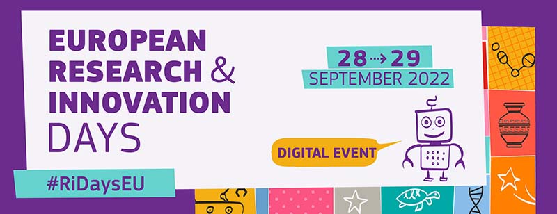 Ευρωπαϊκές Ημέρες Έρευνας και Καινοτομίας 2022, διαδικτυακή εκδήλωση, 28 και 29 Σεπτεμβρίου 2022