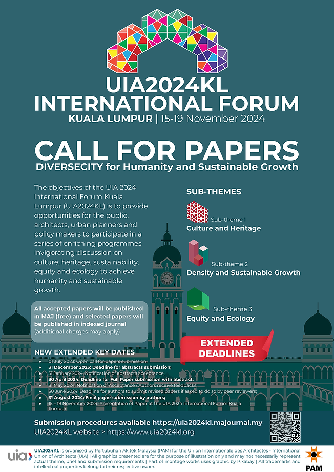Πρόσκληση υποβολής εργασιών για το φόρουμ UIA2024KL, 15 – 19 Νοεμβρίου 2024, Κουάλα Λουμπούρ, Μαλαισία