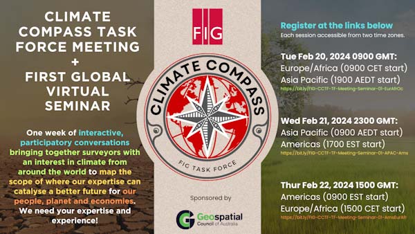 Συμβολή των Τοπογράφων στην καταπολέμηση της κλιματικής κρίσης: διαδικτυακά σεμινάρια του Climate Compass Task Force της FIG